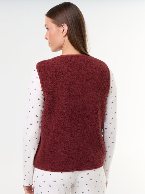 3-delige pyjamaset van pointelle breisel en gilet met schapenvachteffect - Kiabi