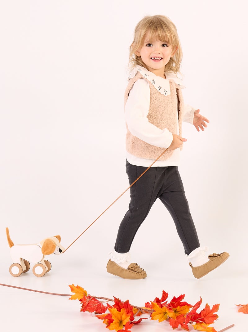 3-delige set - Mouwloze gilet + T-shirt + broek Wit - Kiabi