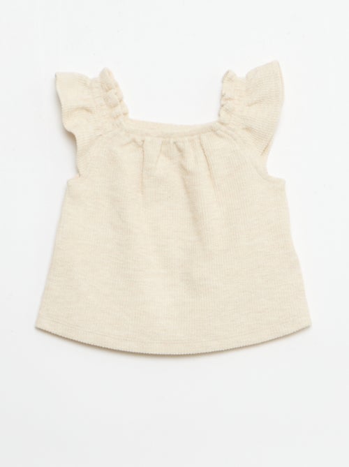 3-delige set van ribgebreide stof - short + T-shirt + bucket hat - Kiabi