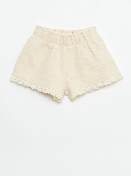 3-delige set van ribgebreide stof - short + T-shirt + bucket hat - Kiabi