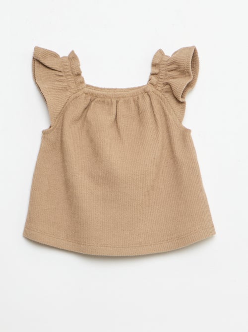 3-delige set van ribgebreide stof - short + T-shirt + bucket hat - Kiabi