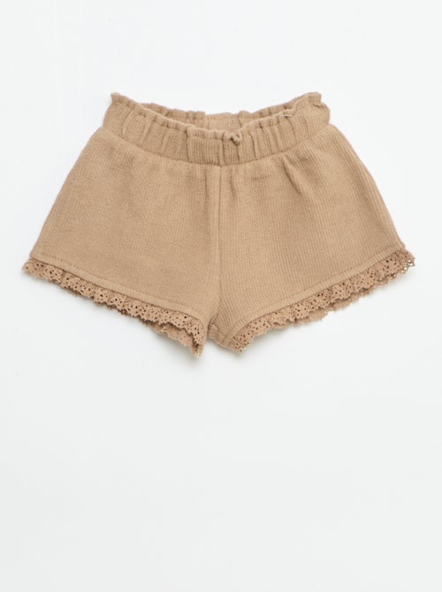 3-delige set van ribgebreide stof - short + T-shirt + bucket hat - Kiabi