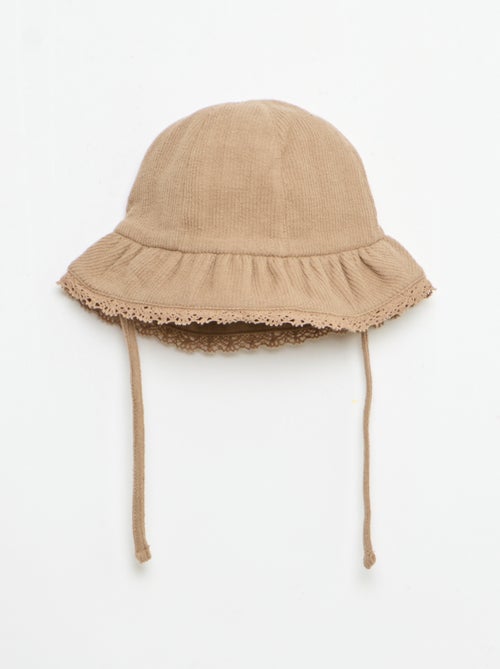 3-delige set van ribgebreide stof - short + T-shirt + bucket hat - Kiabi