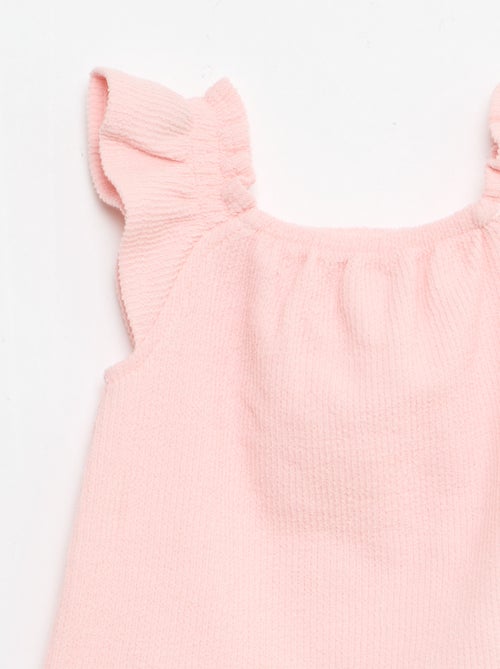 3-delige set van ribgebreide stof - short + T-shirt + bucket hat - Kiabi