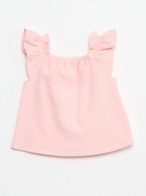 3-delige set van ribgebreide stof - short + T-shirt + bucket hat - Kiabi