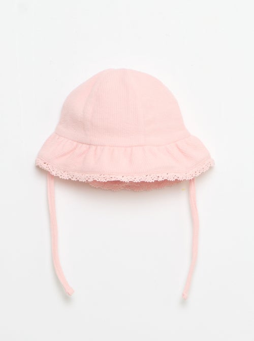 3-delige set van ribgebreide stof - short + T-shirt + bucket hat - Kiabi