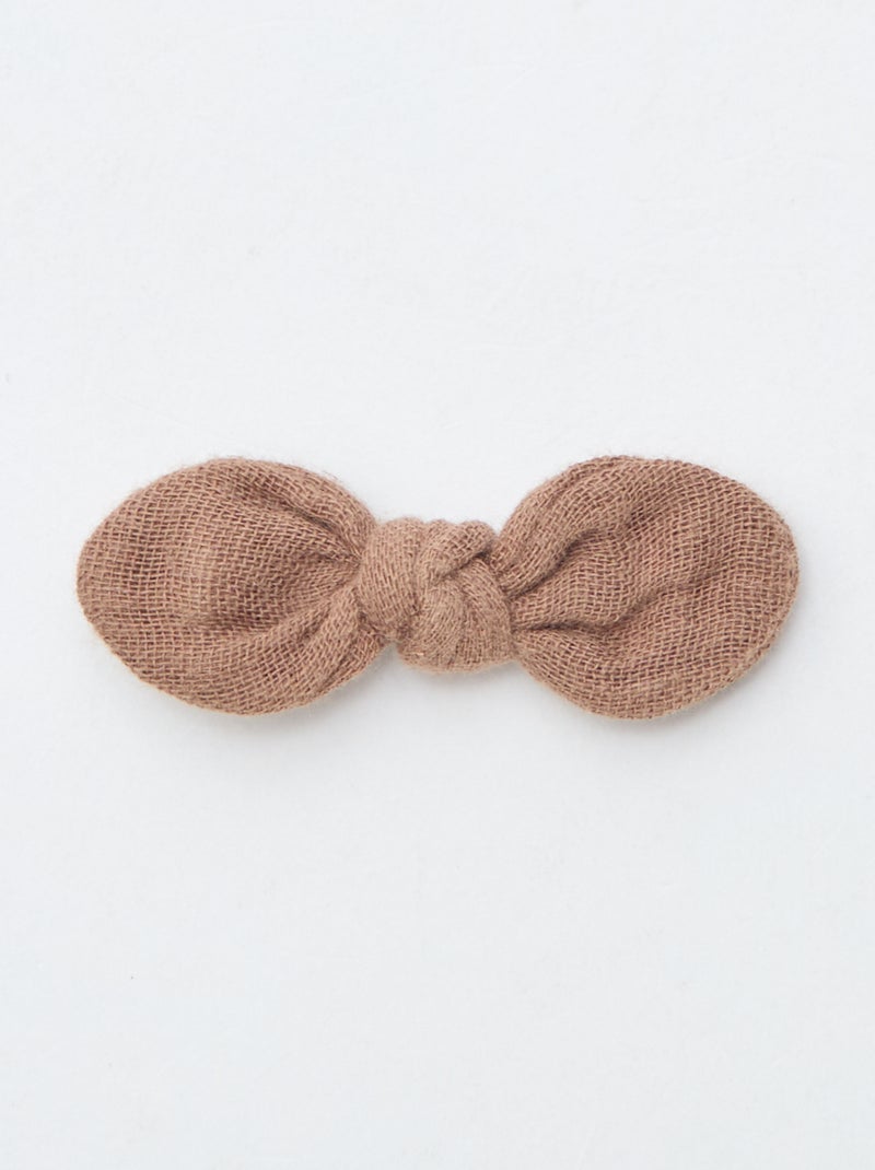 3 haarklemmetjes met strikje Bruin - Kiabi