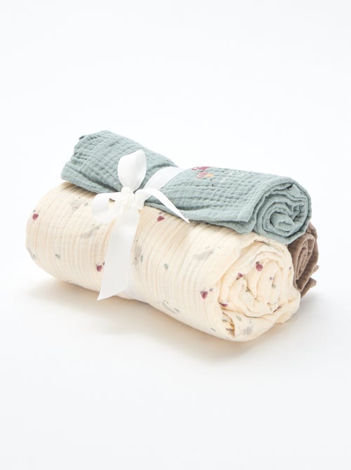 3 hydrofiele doeken van zachte, luchtige katoen - Kiabi