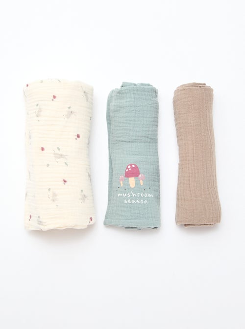 3 hydrofiele doeken van zachte, luchtige katoen - Kiabi