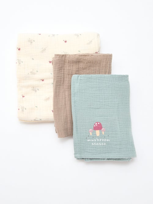 3 hydrofiele doeken van zachte, luchtige katoen - Kiabi