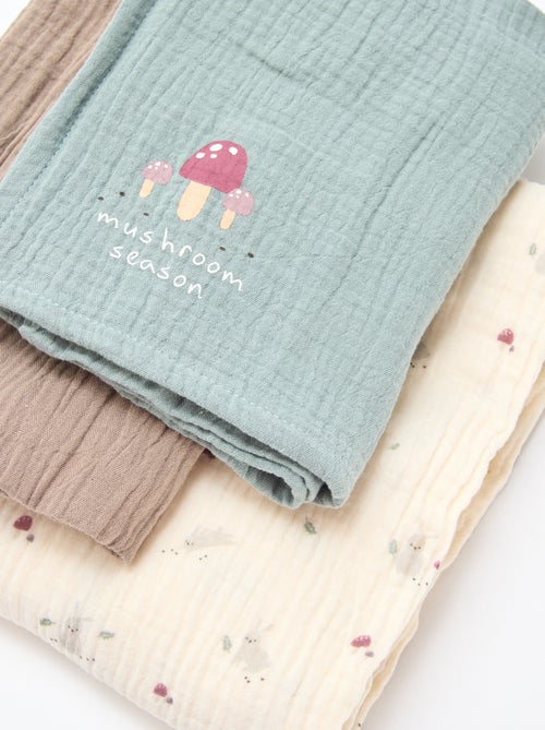 3 hydrofiele doeken van zachte, luchtige katoen - Kiabi