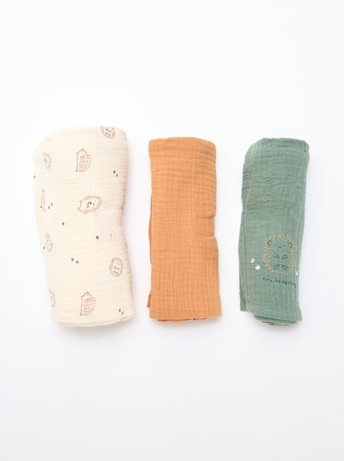 3 hydrofiele doeken van zachte, luchtige katoen - Kiabi