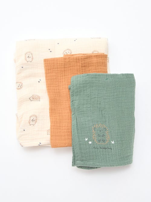 3 hydrofiele doeken van zachte, luchtige katoen - Kiabi