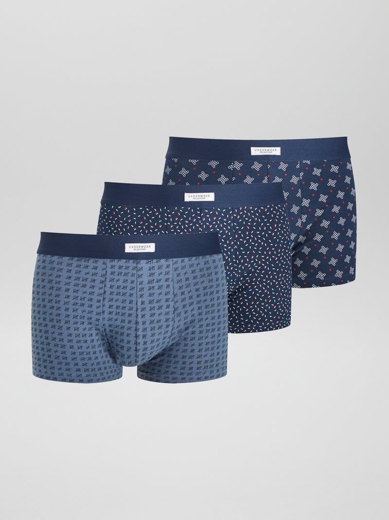 3 stretch boxershorts BLAUW - Kiabi