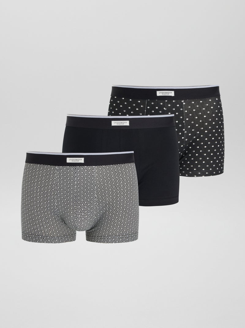 3 stretch boxershorts ZWART - Kiabi