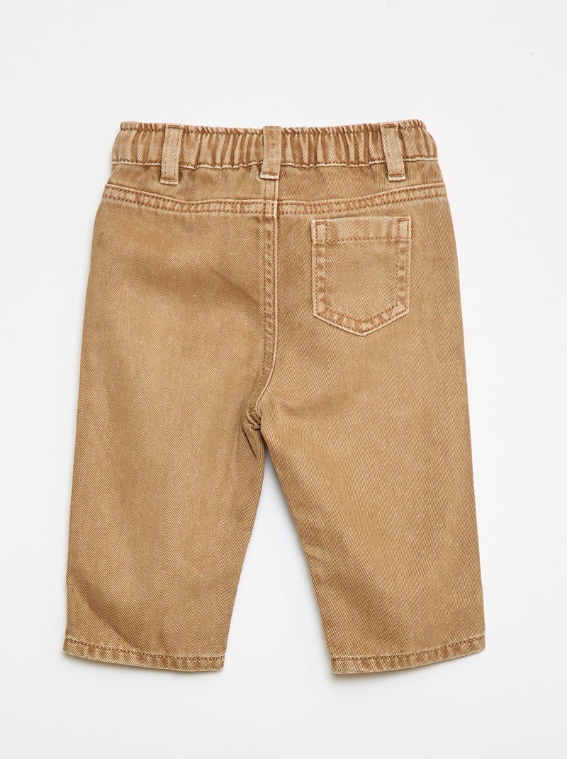 3/4-broek van twill met paperbagtaille Biege - Kiabi