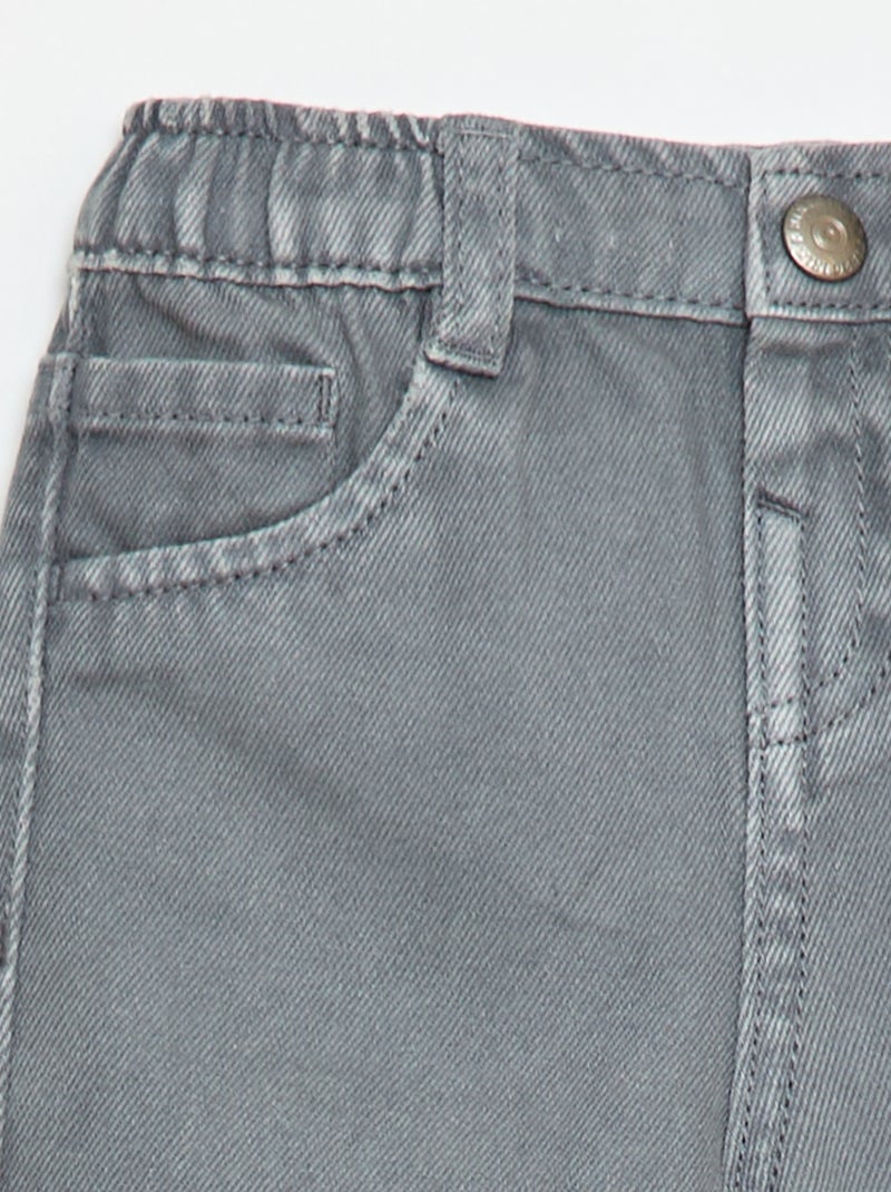 3/4-broek van twill met paperbagtaille Grijs - Kiabi