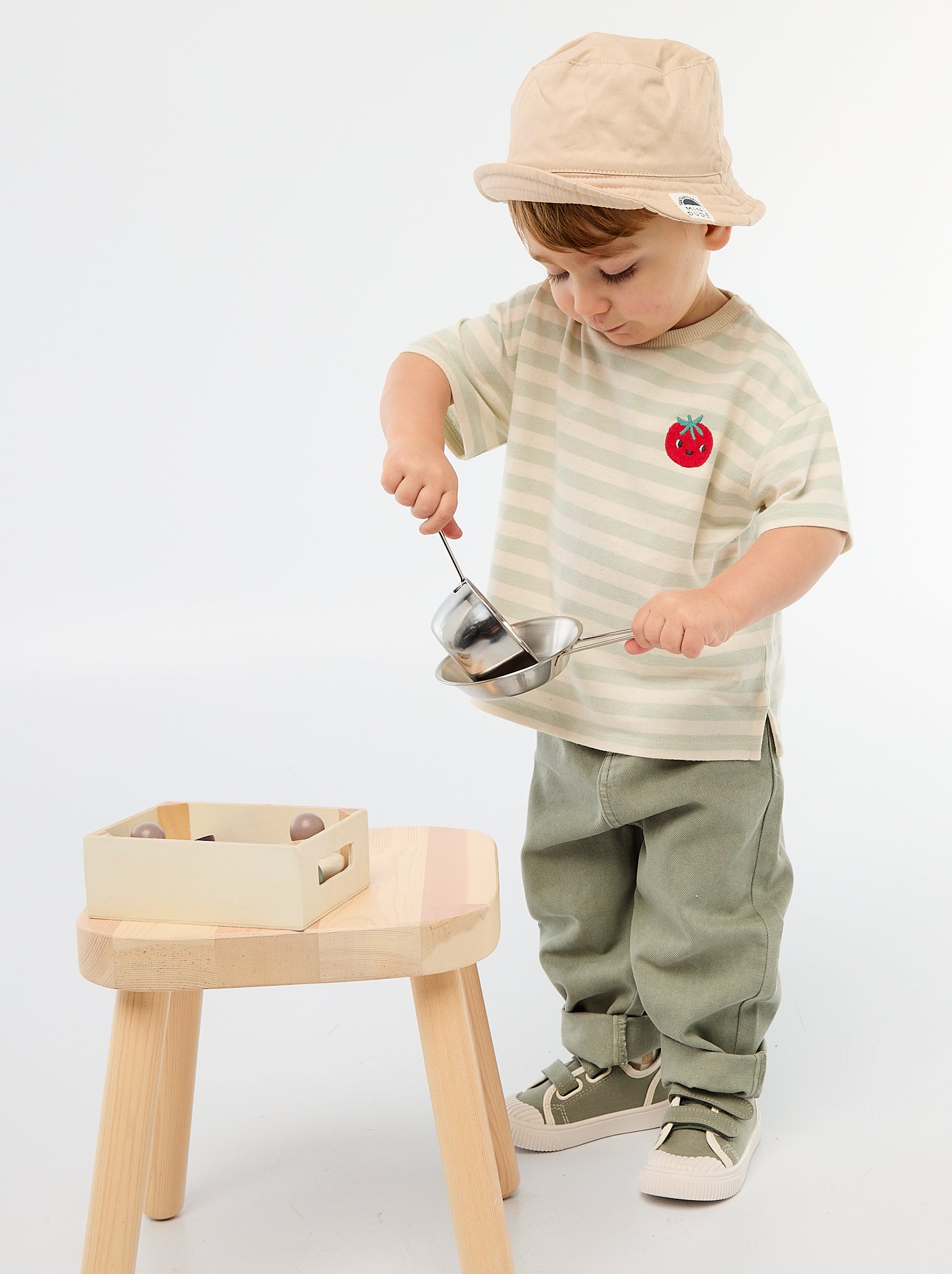 3/4-broek van twill met paperbagtaille