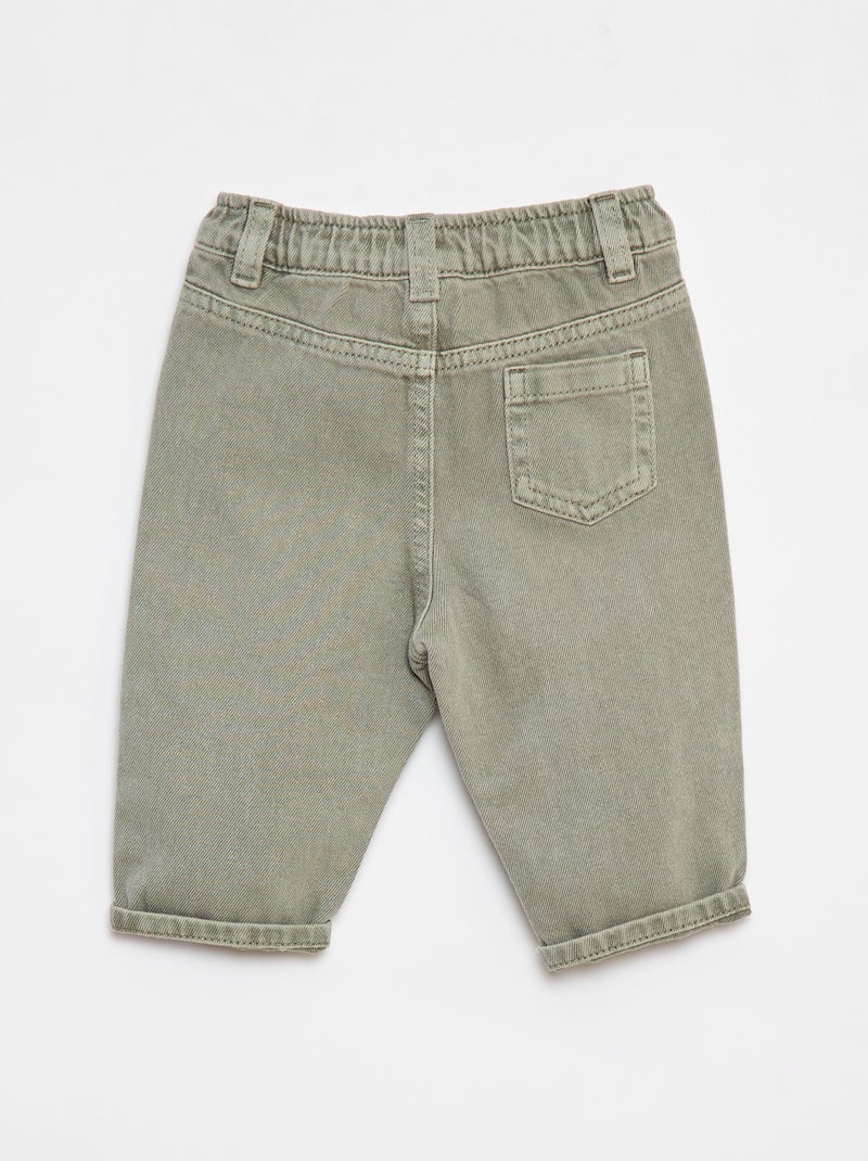 3/4-broek van twill met paperbagtaille Groen - Kiabi