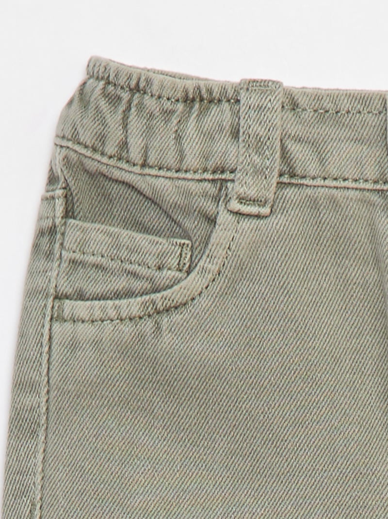 3/4-broek van twill met paperbagtaille Groen - Kiabi