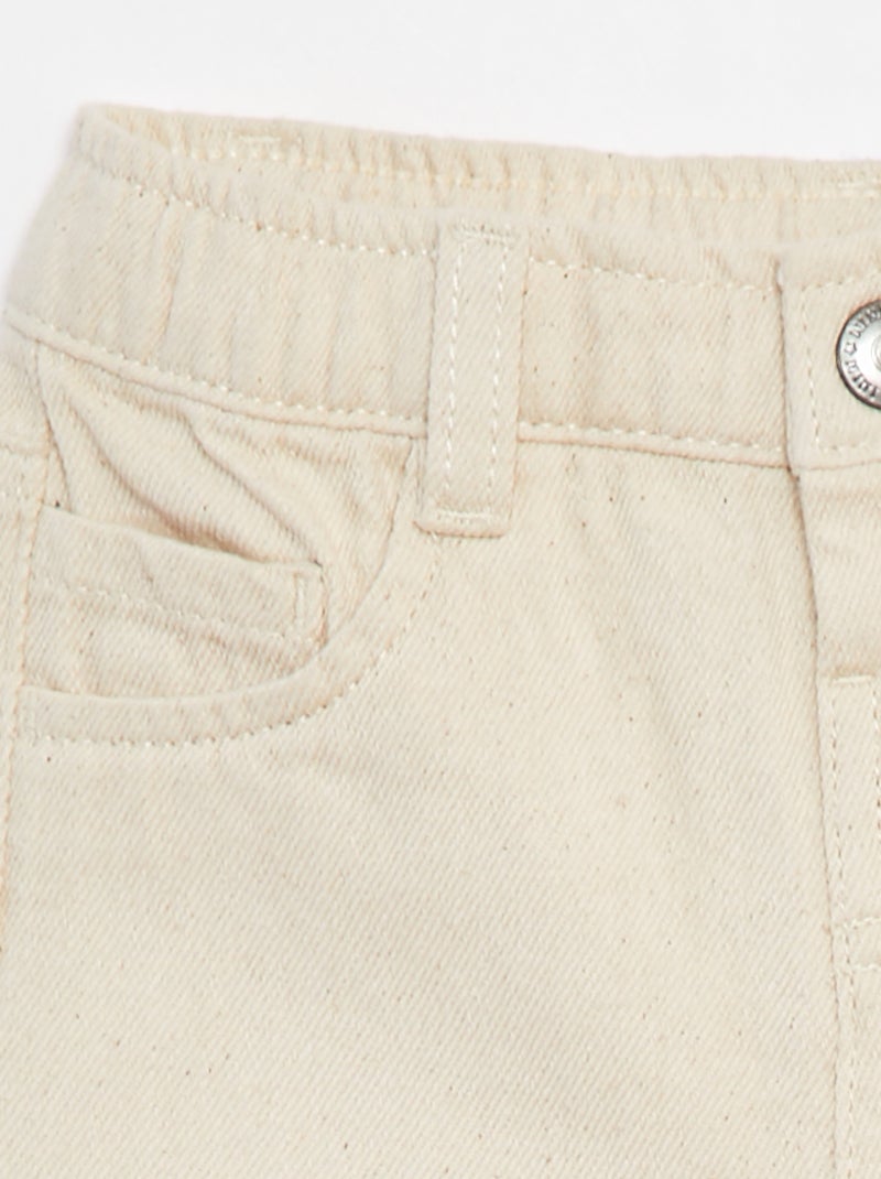 3/4-broek van twill met paperbagtaille Wit - Kiabi