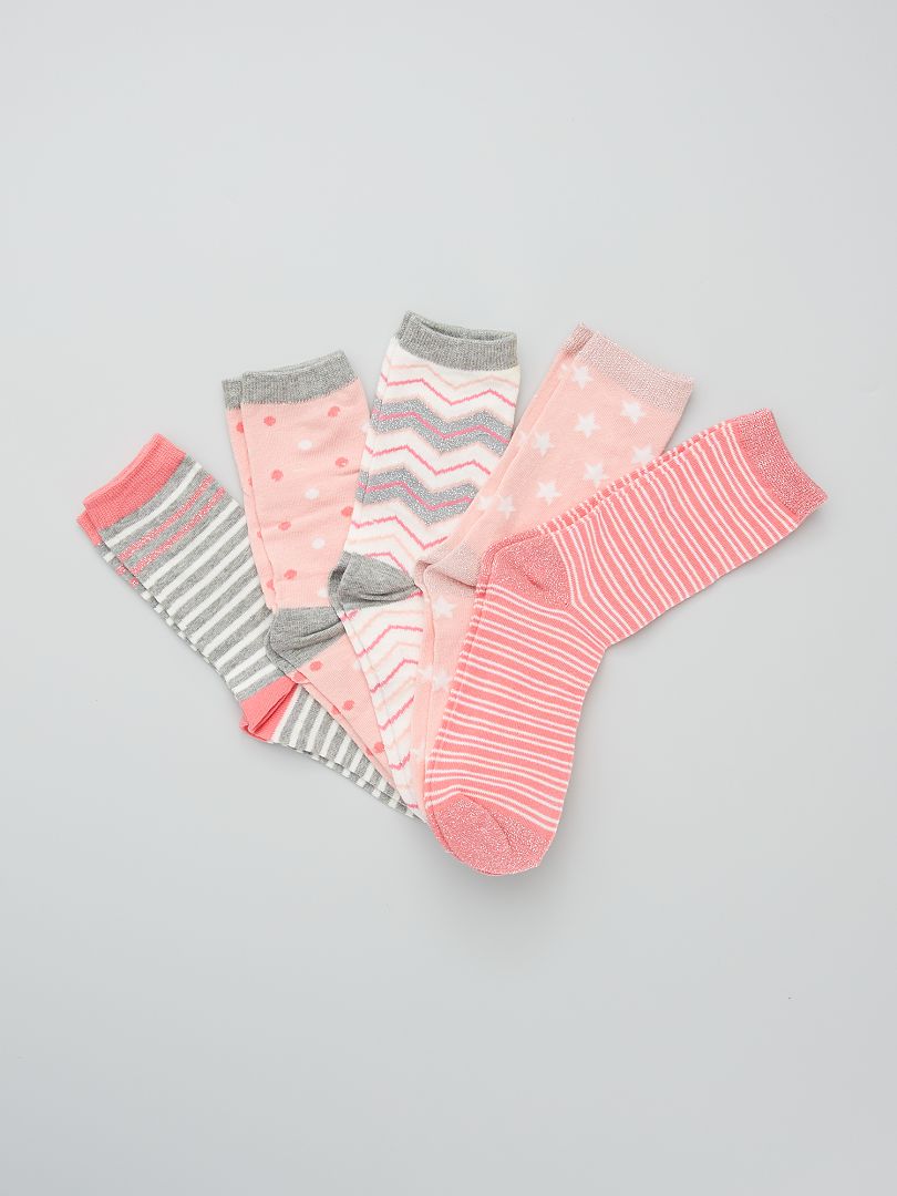 5 paar sokken met fantasiemotief roze - Kiabi