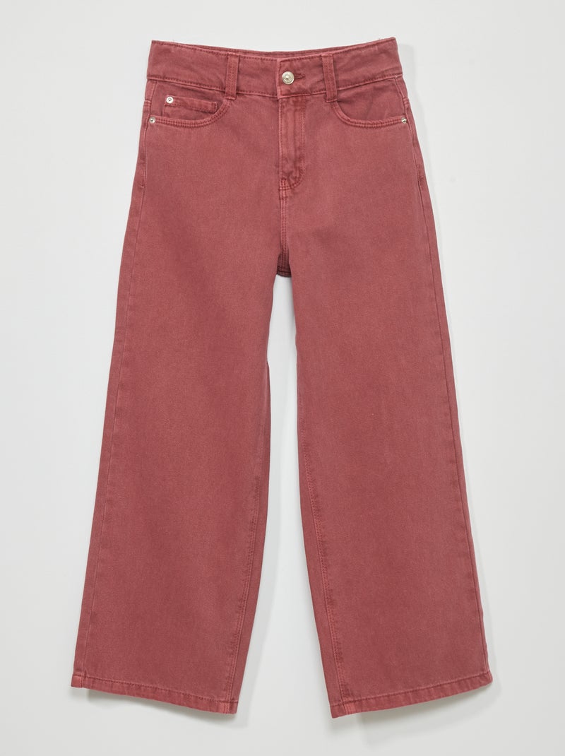5-pocket-jeans met wijde pijpen donker bordeaux - Kiabi