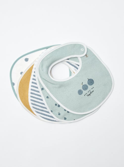 5 slabbetjes met leuke prints en drukknoopsluiting - Kiabi
