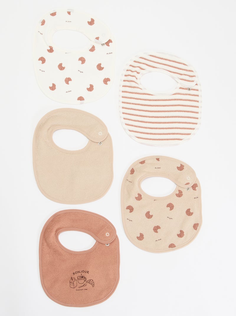 5 slabbetjes met leuke prints en drukknoopsluiting Bruin - Kiabi