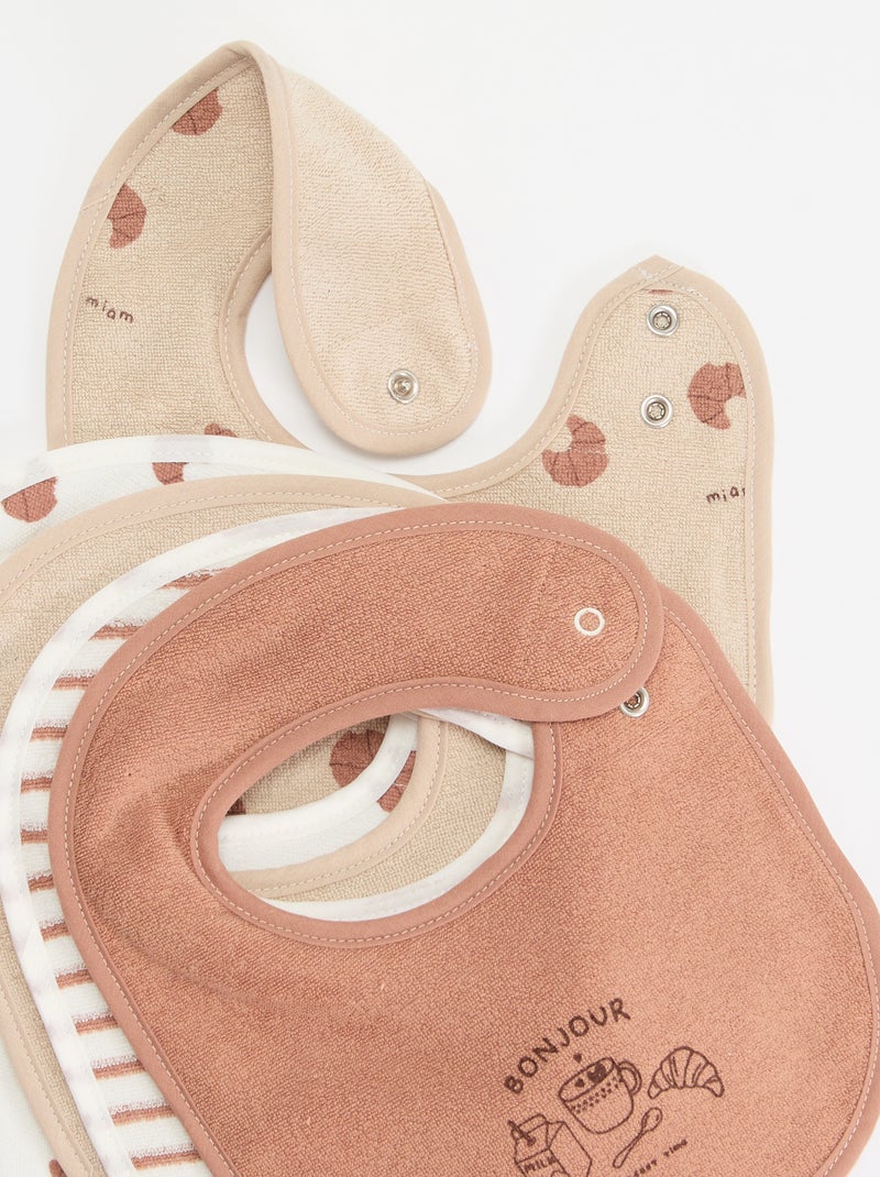 5 slabbetjes met leuke prints en drukknoopsluiting Bruin - Kiabi