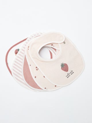 5 slabbetjes met leuke prints en drukknoopsluiting