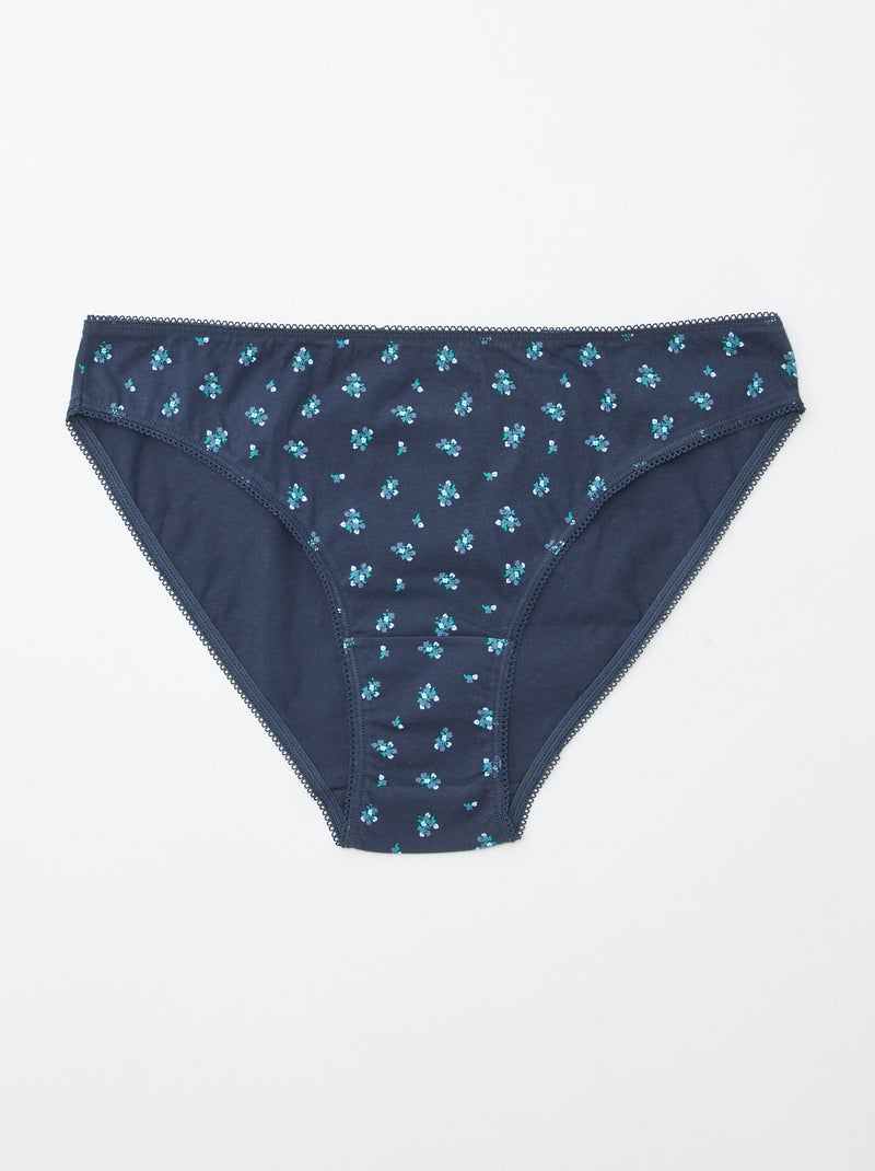 5 slips, effen en met print Blauw - Kiabi