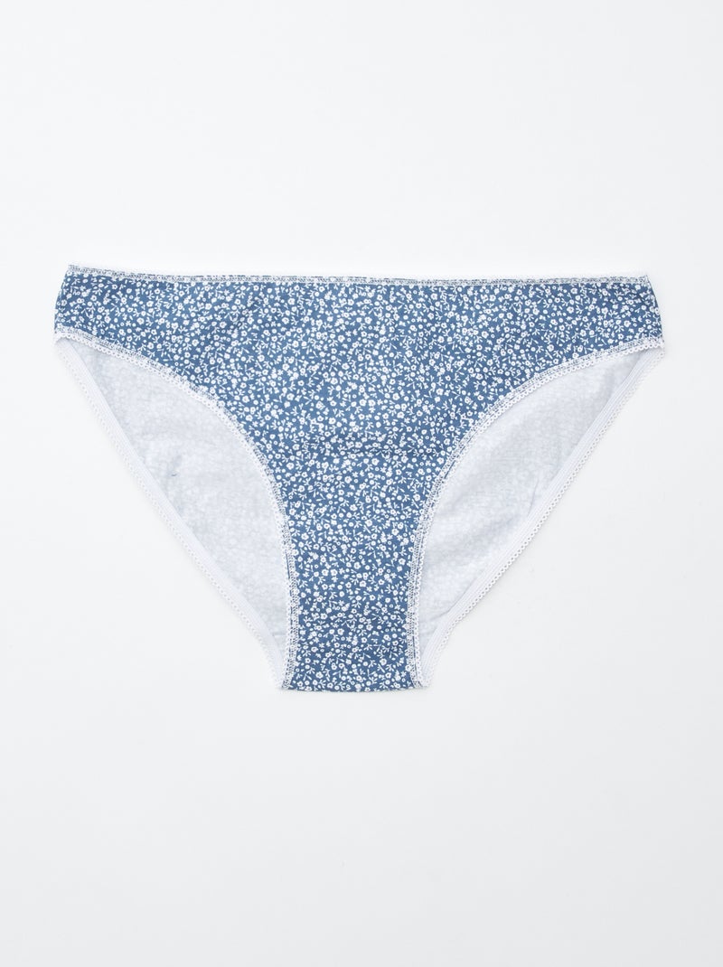 5 slips, effen en met print Blauw - Kiabi