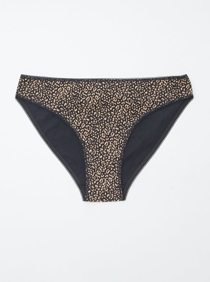 5 slips, effen en met print Bruin - Kiabi