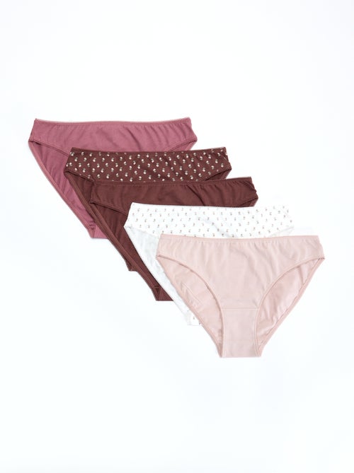 5 slips, effen en met print - Kiabi