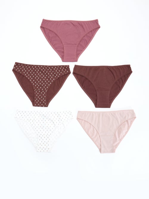 5 slips, effen en met print - Kiabi
