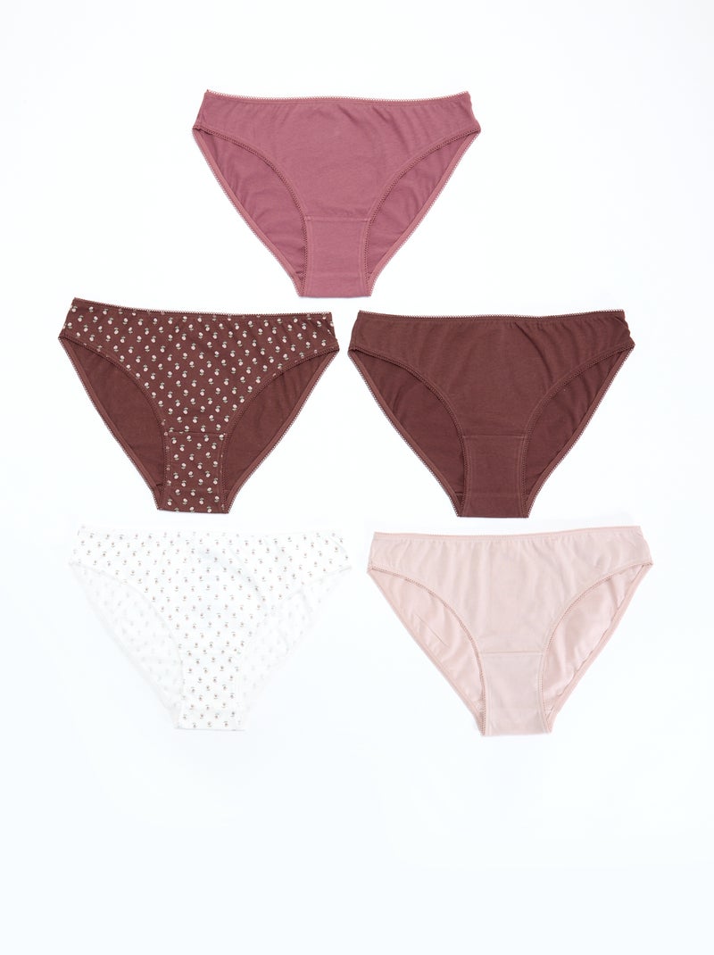 5 slips, effen en met print Rood - Kiabi