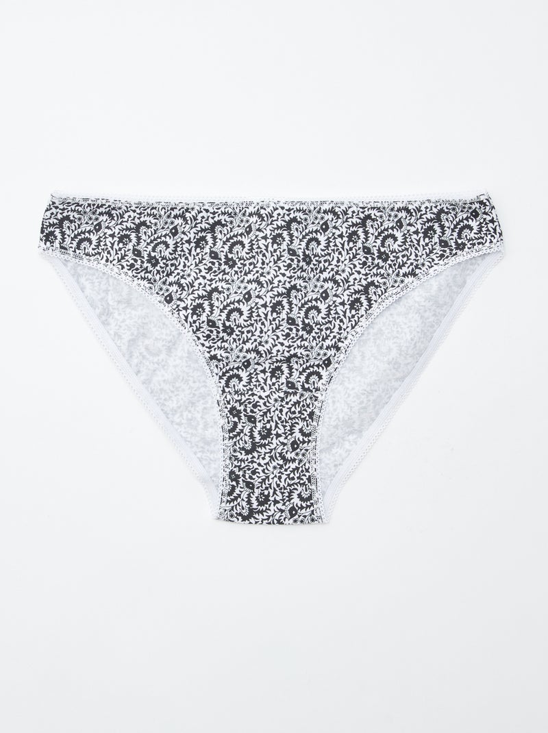 5 slips, effen en met print Wit - Kiabi
