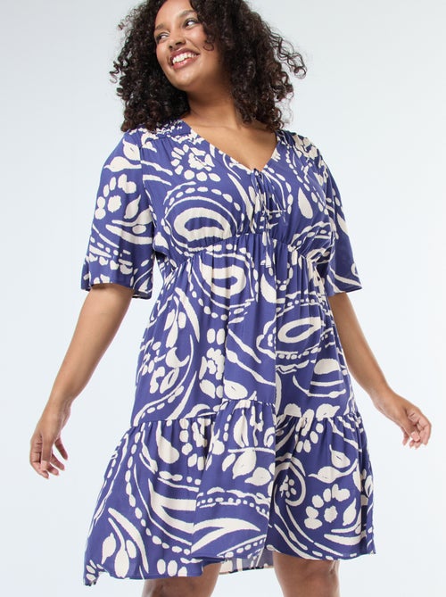 A-lijnjurk met print en ruche - Kiabi