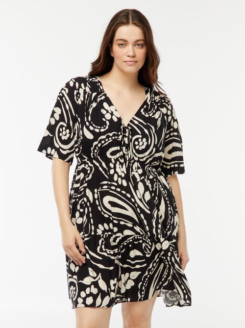 A-lijnjurk met print en ruche - Kiabi