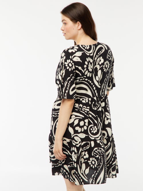 A-lijnjurk met print en ruche - Kiabi