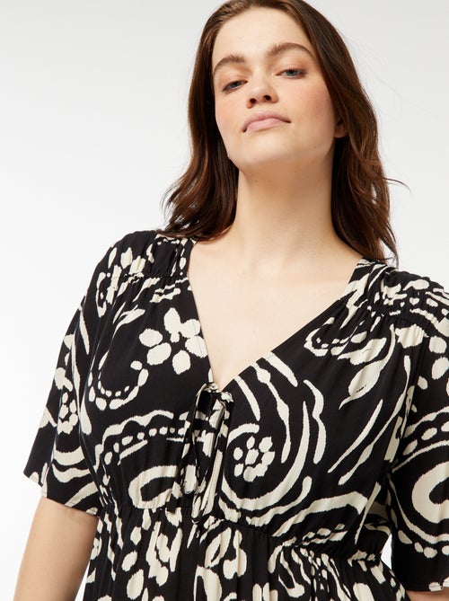 A-lijnjurk met print en ruche - Kiabi