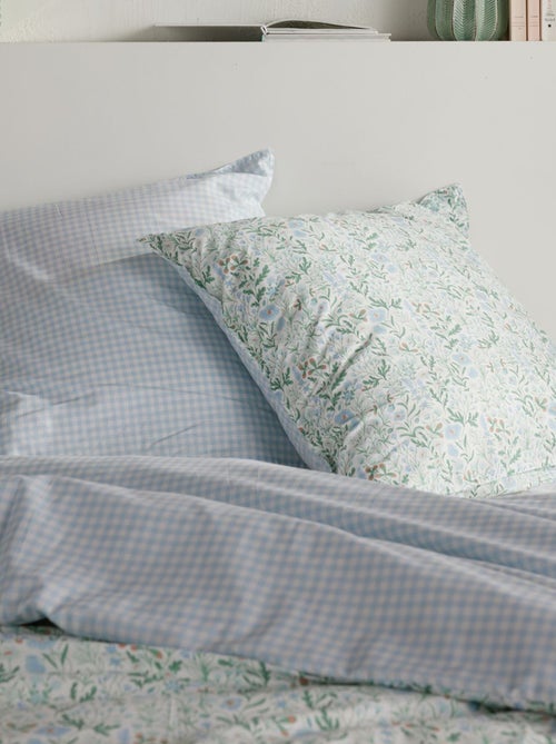 Aan beide zijden te gebruiken dekbedset met vichyruitje - Voor 2-persoonsbed - Kiabi