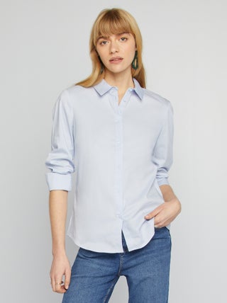 Aansluitende blouse met Italiaanse kraag