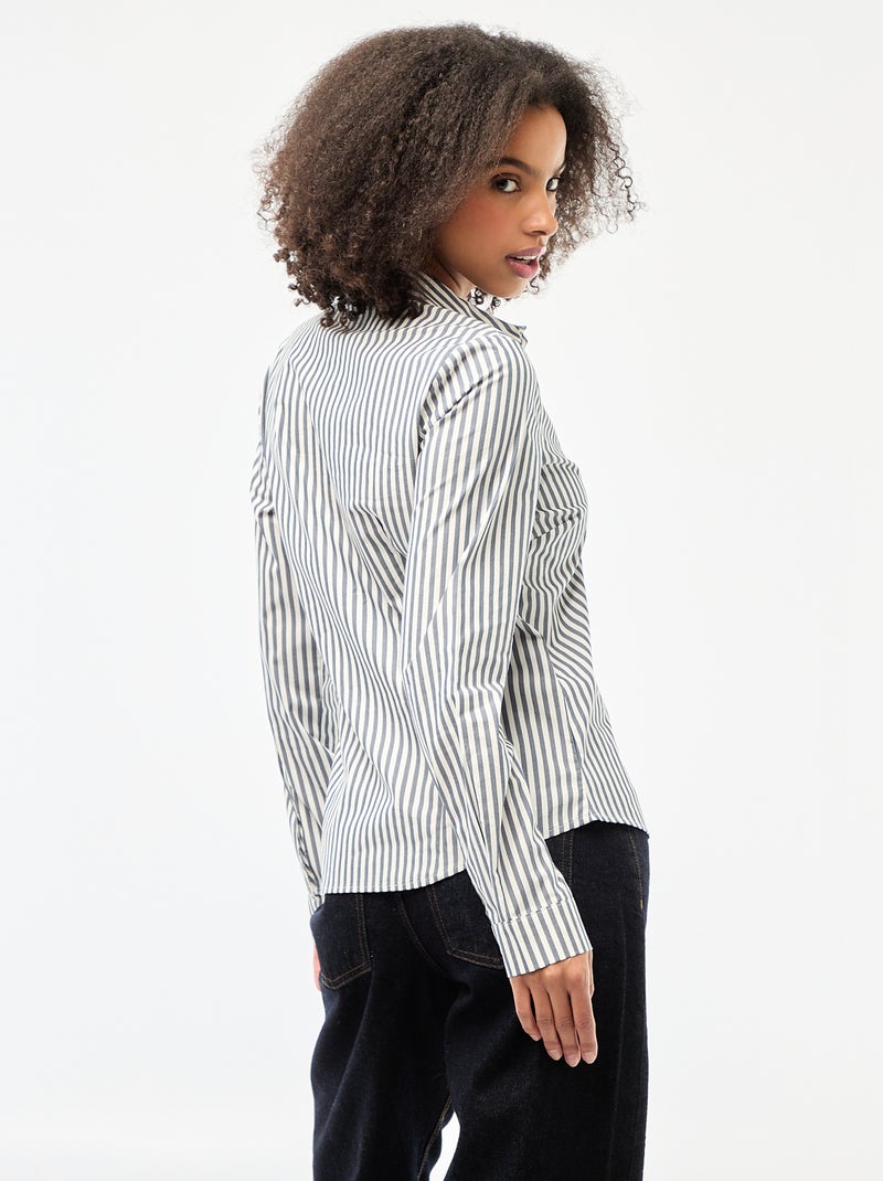 Aansluitende blouse met Italiaanse kraag Blauw - Kiabi