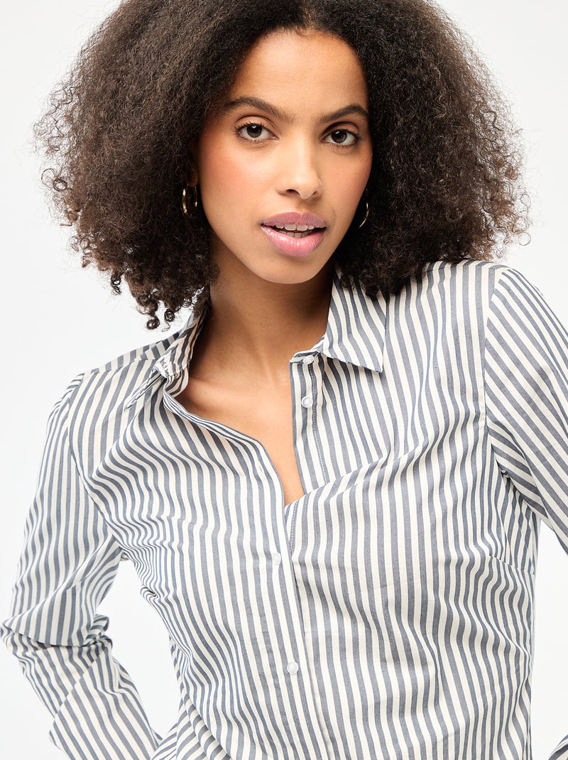 Aansluitende blouse met Italiaanse kraag Blauw - Kiabi