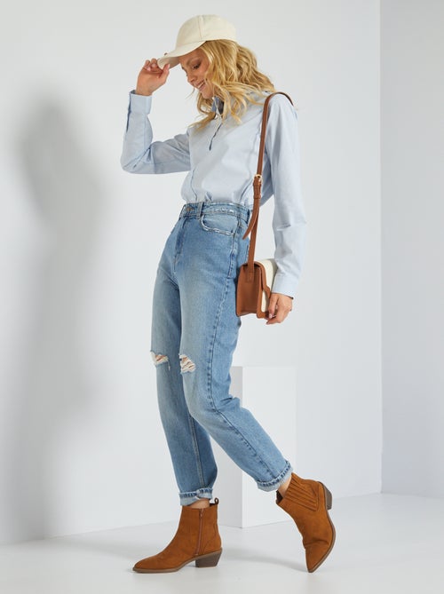 Aansluitende blouse met Italiaanse kraag - Kiabi Aansluitende blouse met Italiaanse kraag - Kiabi