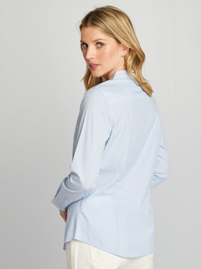 Aansluitende blouse met Italiaanse kraag BLAUW - Kiabi