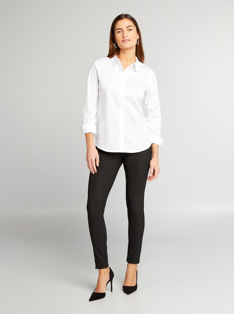 Aansluitende blouse met Italiaanse kraag wit - Kiabi