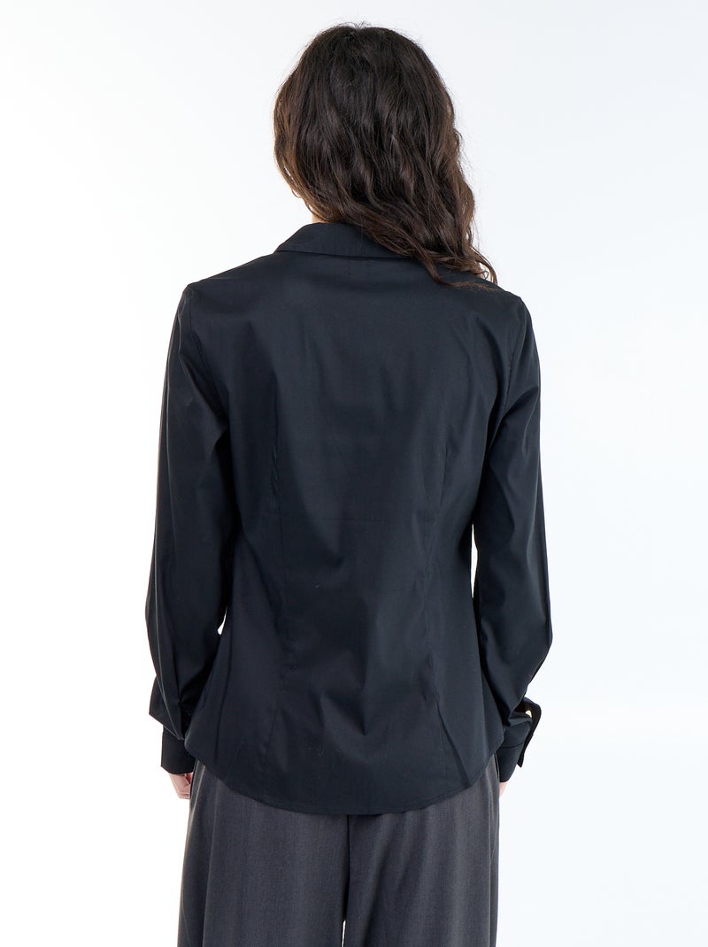 Aansluitende blouse met Italiaanse kraag Zwart - Kiabi